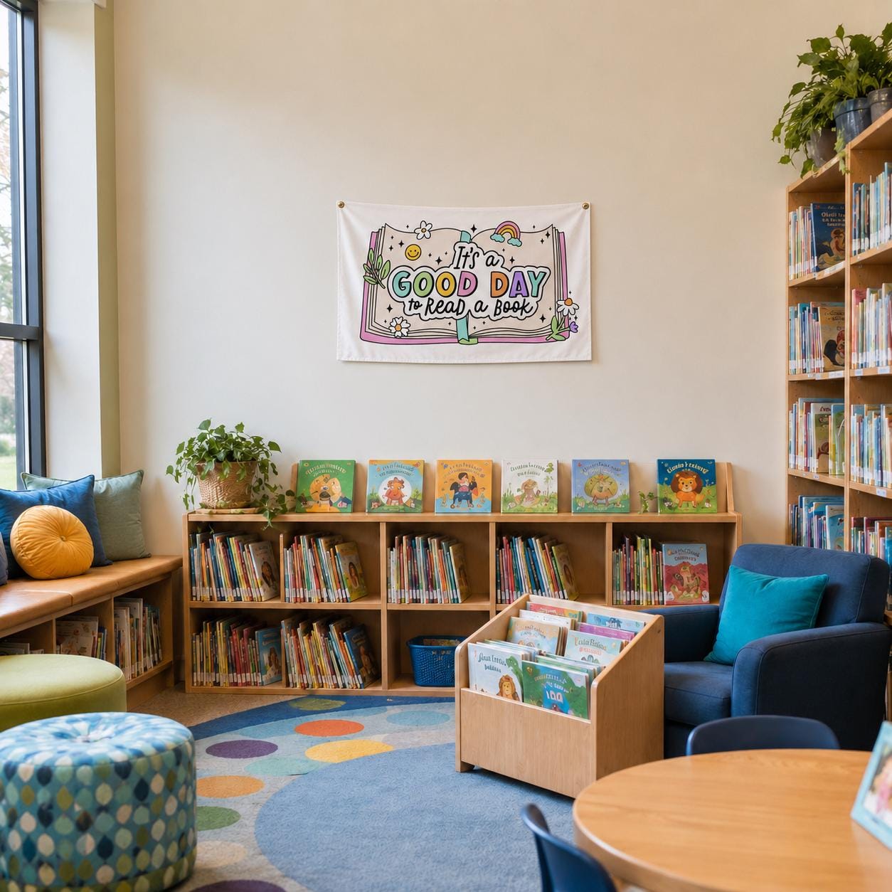 It's a Good Day to Read a Book Tapestry – Colorful Classroom Wall Decor | Teacher Gift & Library Room Decoration