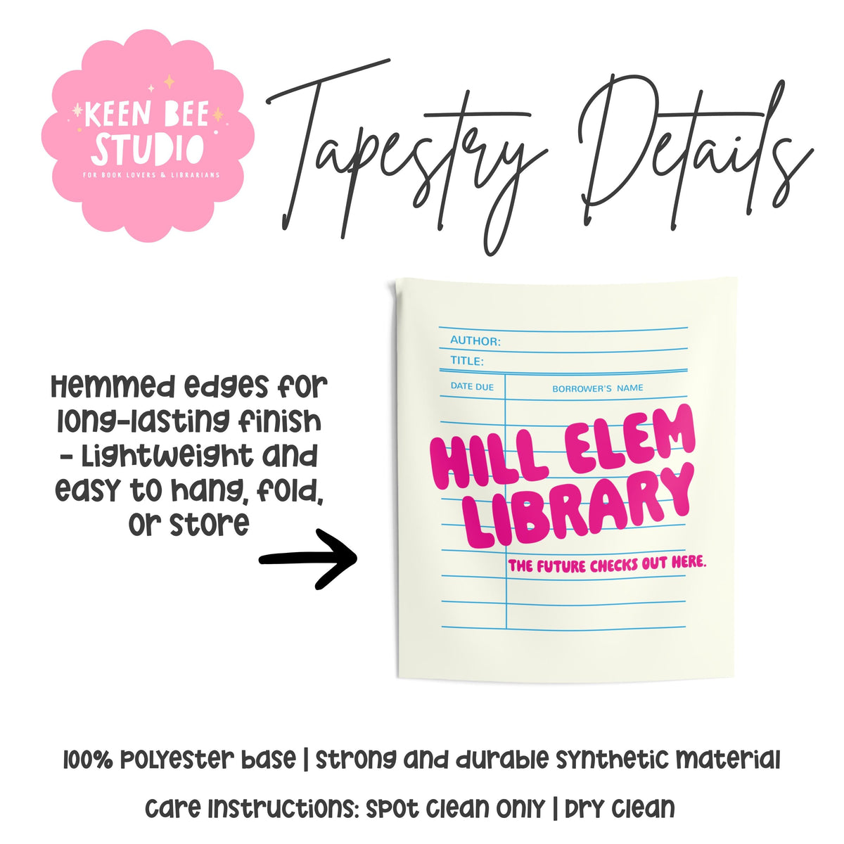 Custom Library Card Indoor Wall Tapestry | Retro Librarian Wall Art