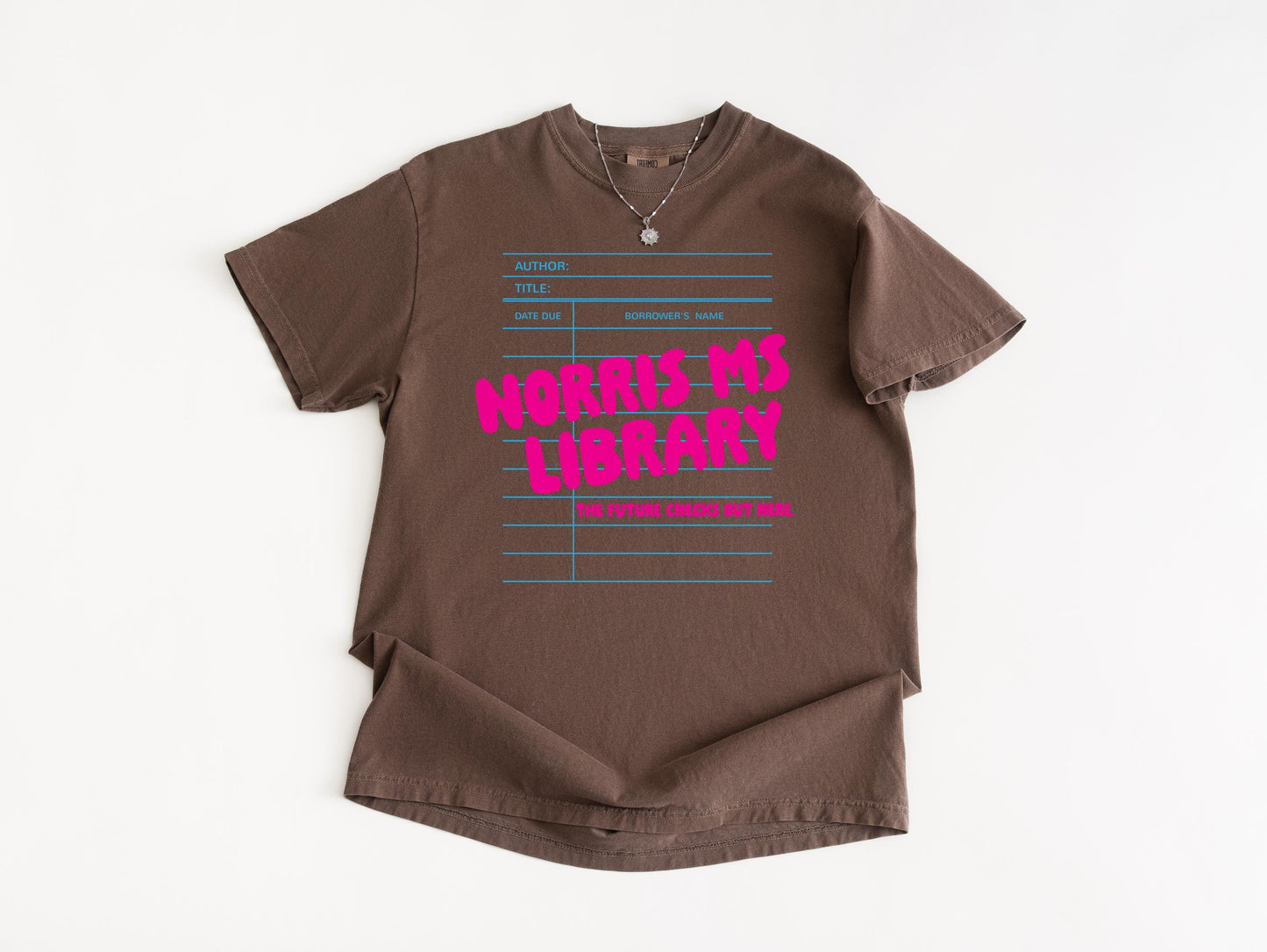 Custom Library Name Card Pink T-Shirt - Soft, Heavyweight Cotton Librarian Tshirt