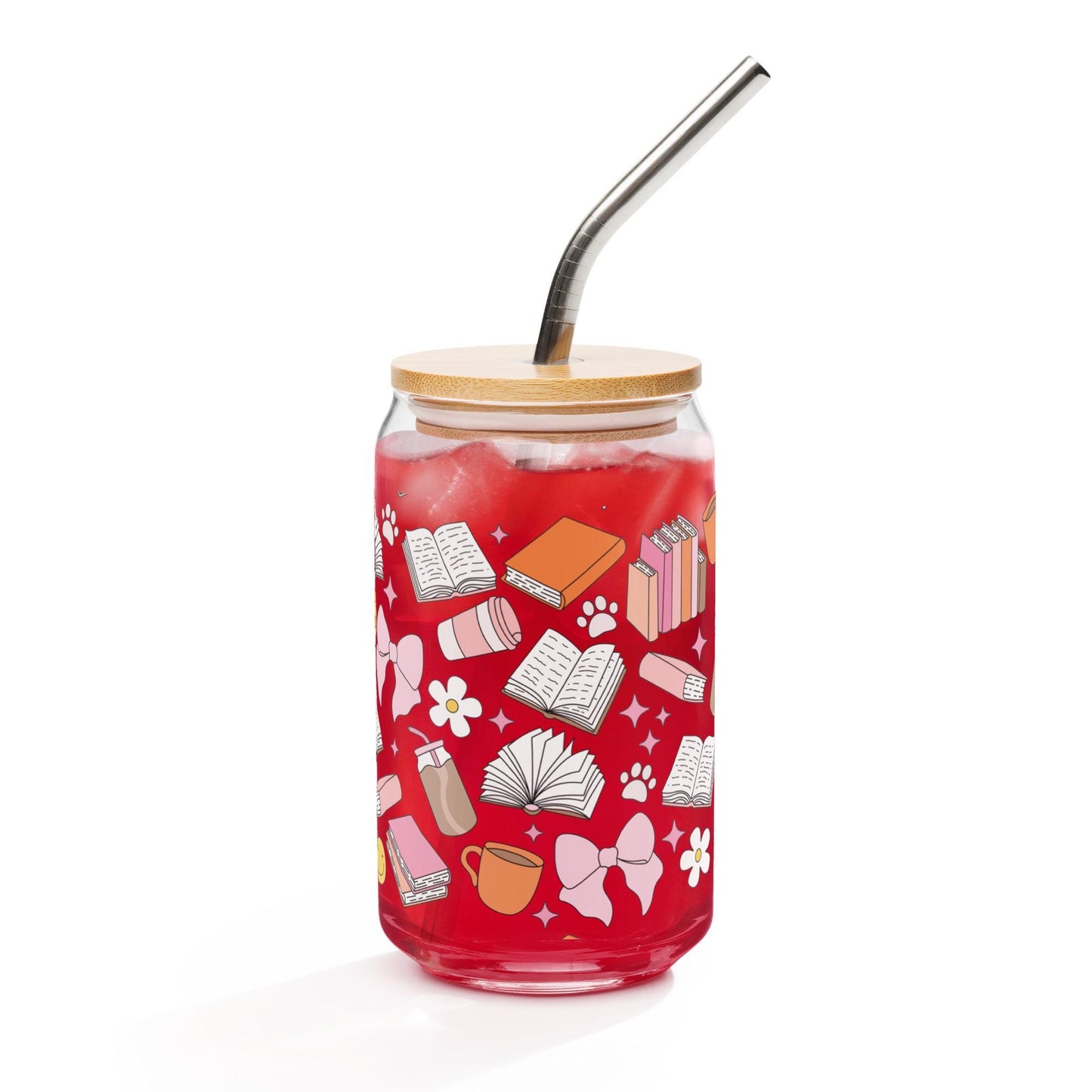 Cutie Books Glass Can Tumbler (16 oz)