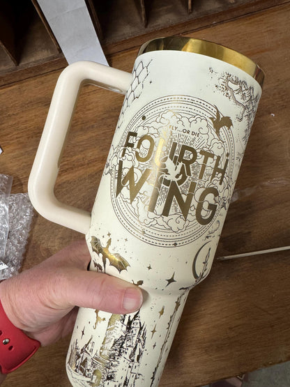 Fourth Wing Inspired Engraved Tumbler Dragon Rider Stainless Steel Cup Fantasy Book Lover Gift Bookish Travel Mug Reader Drinkware