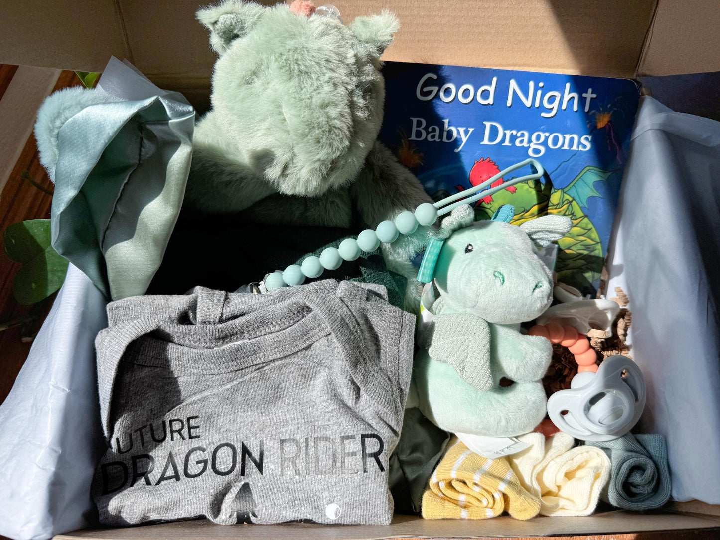 Future Dragon Rider Fourth Wing Baby Shower Gift Box Bodysuits and Socks | Nerdy Baby Gift Basket | Wingleader Merch Baby Gift