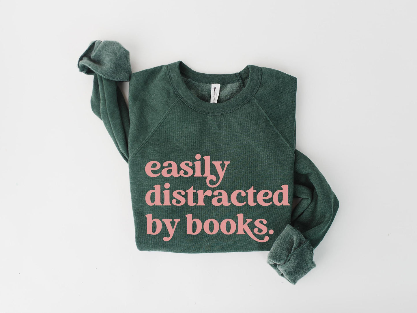 Easily Distracted By Books Crewneck Raglan Sweatshirt