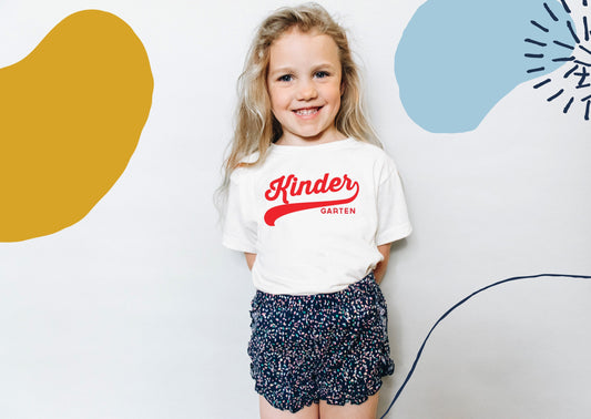 Kindergarten Swoosh Back To School Youth Short Sleeve T-Shirt | First Day of School