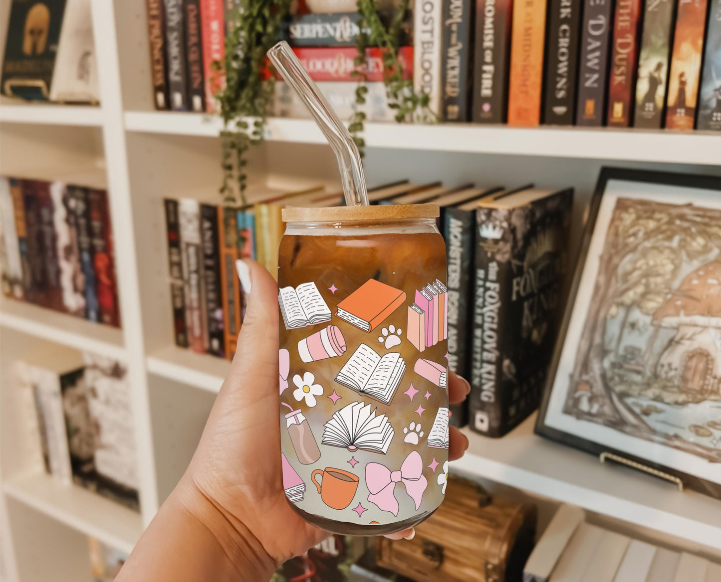Cutie Books Glass Can Tumbler (16 oz)