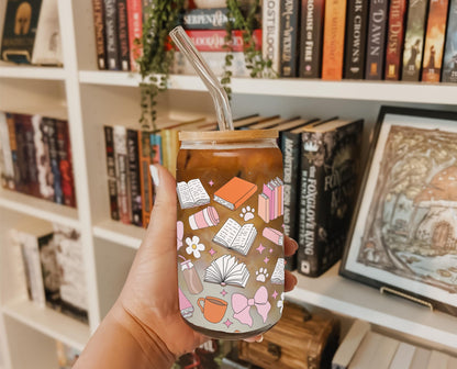 Cutie Books Glass Can Tumbler (16 oz)