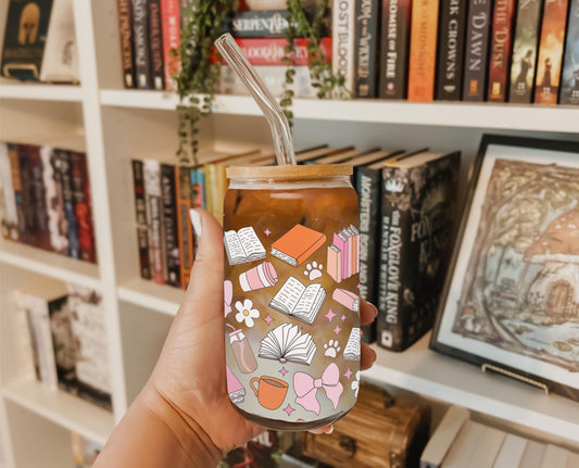 Cutie Books Glass Can Tumbler (16 oz)