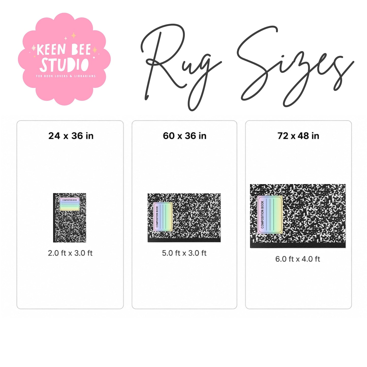 Rainbow Composition Book Area Rug | Colorful Classroom Rug
