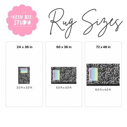 Rainbow Composition Book Area Rug | Colorful Classroom Rug