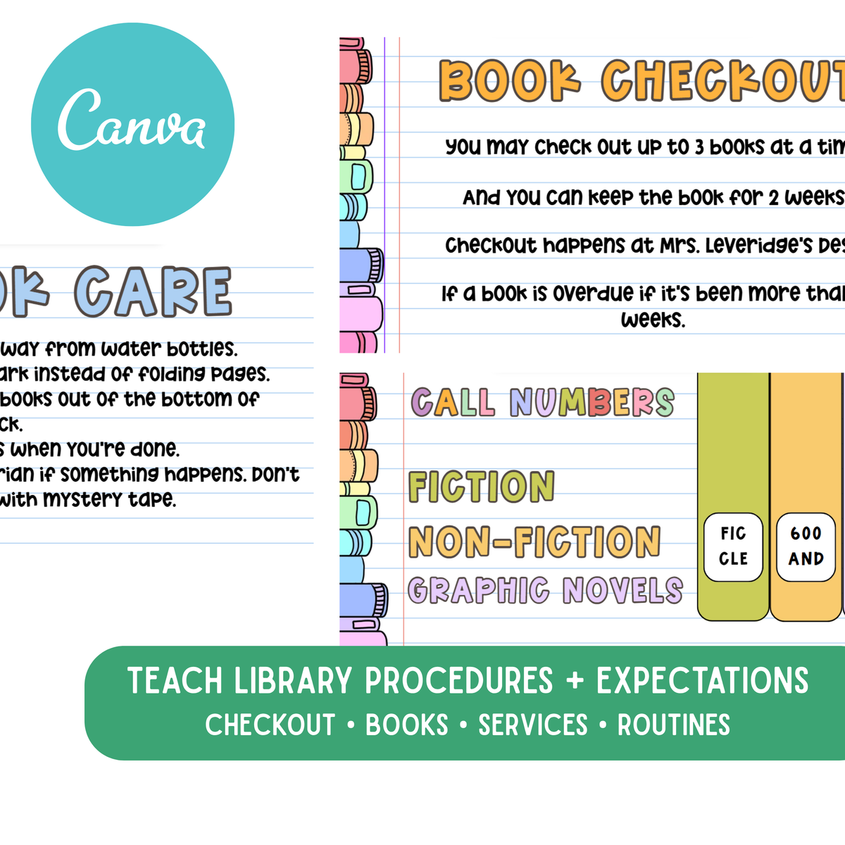 Library Orientation Slides and Scavenger Hunt | Editable Canva Back to School Slides