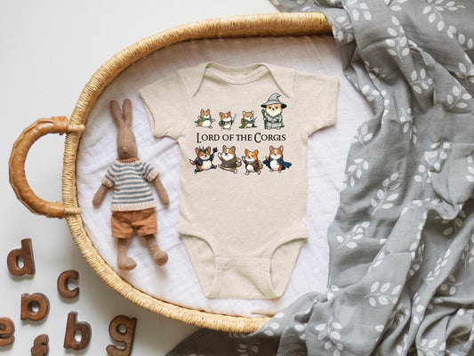 lord of the corgis corgi lord of the rings baby shower gift baby hobbit bodysuit onesie