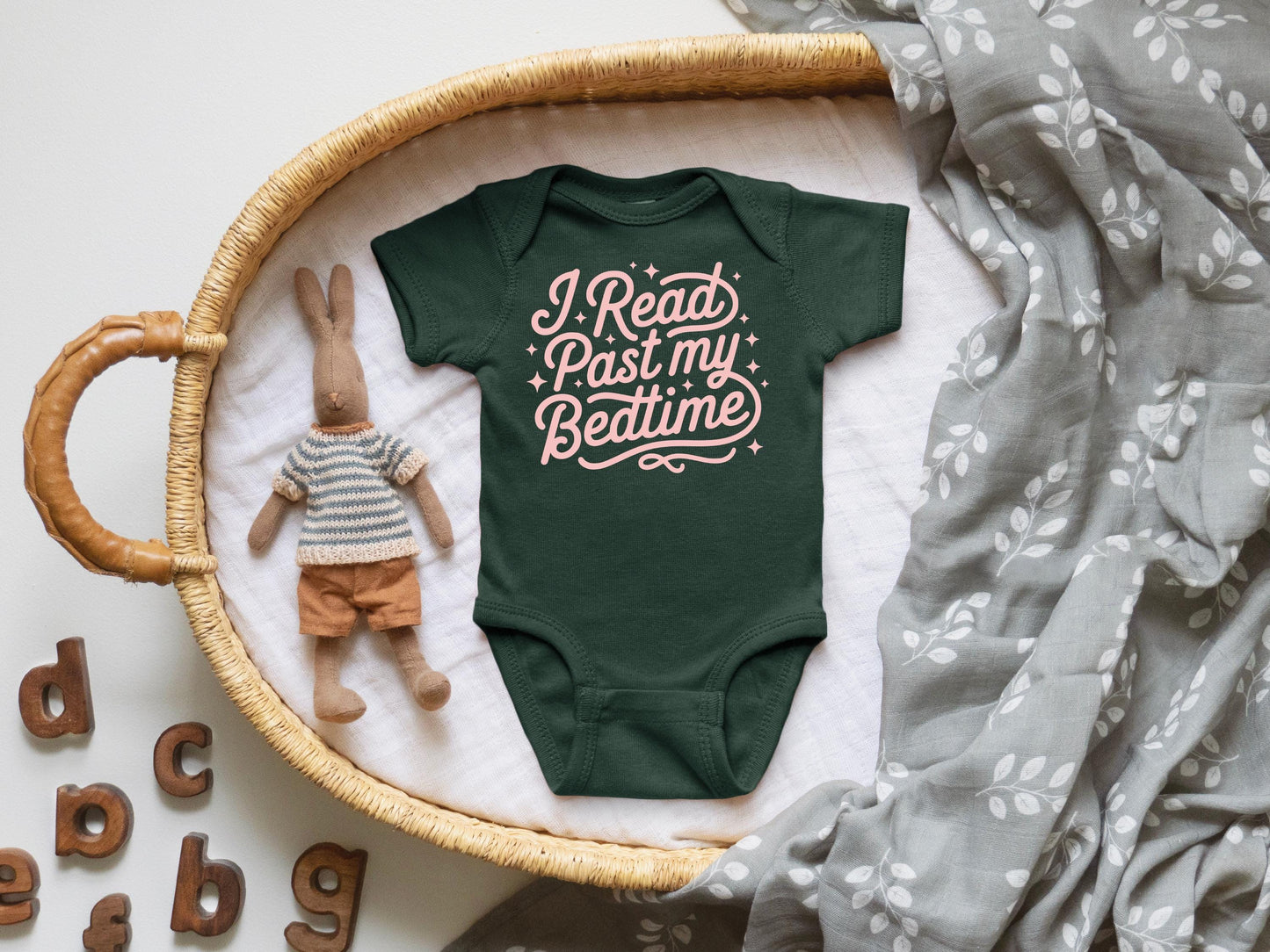 I Read Past My Bedtime Onesie Pink | Literary Baby Shower Gift