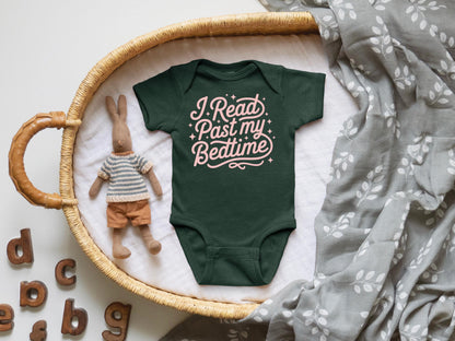 I Read Past My Bedtime Onesie Pink | Literary Baby Shower Gift