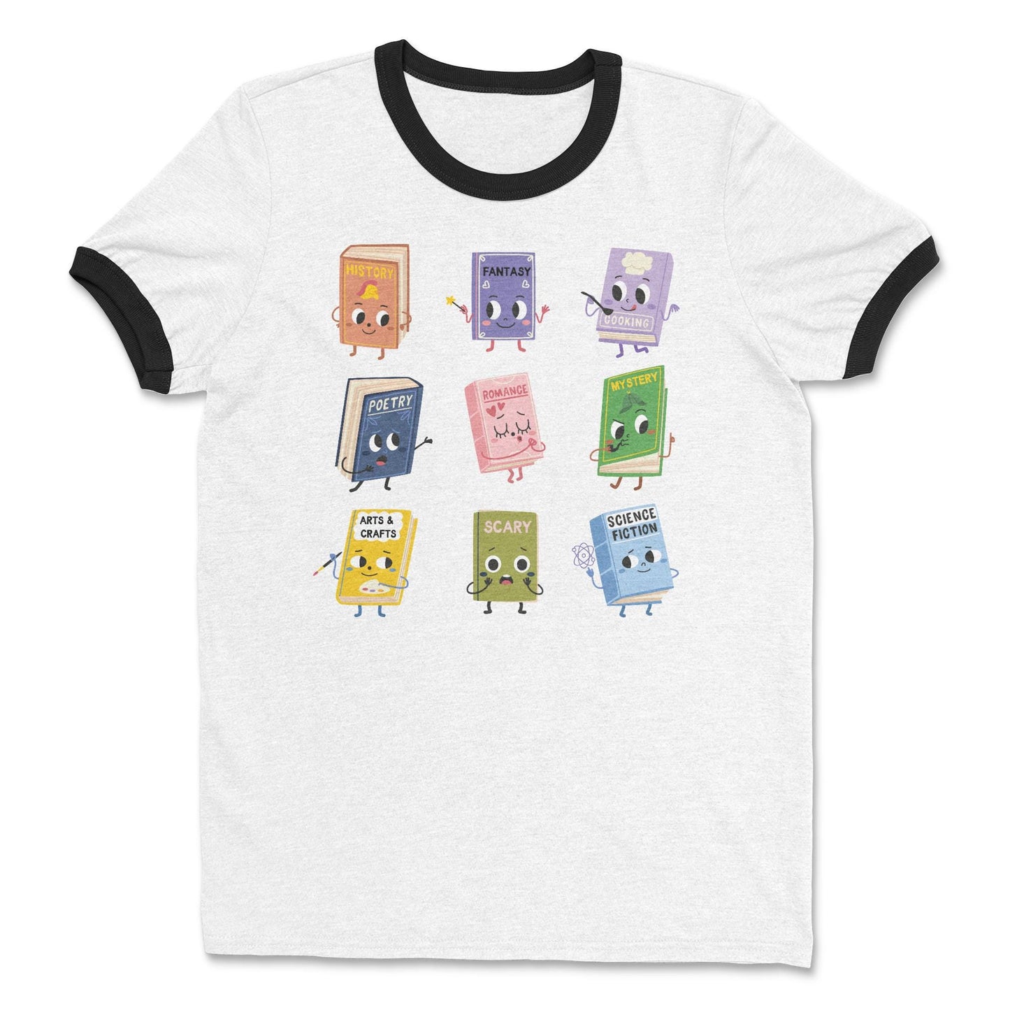 Book Genres Ringer Short Sleeve T-shirt