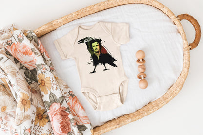 Poe Raven Baby Bodysuit: Funny Gothic Halloween Outfit