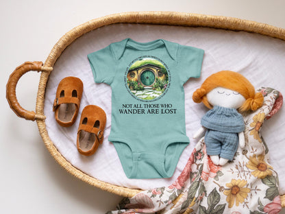 not all those who wander are lost onesie lotr bodysuit Hobbit Lord of the Rings Baby Shower Gift
