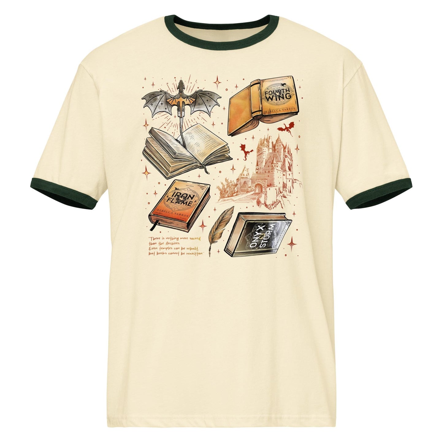Fourth Wing Ringer T-Shirt | Fourth Wing Merch Fantasy Book Lover Tee | Fly or Die Books Gift for Readers