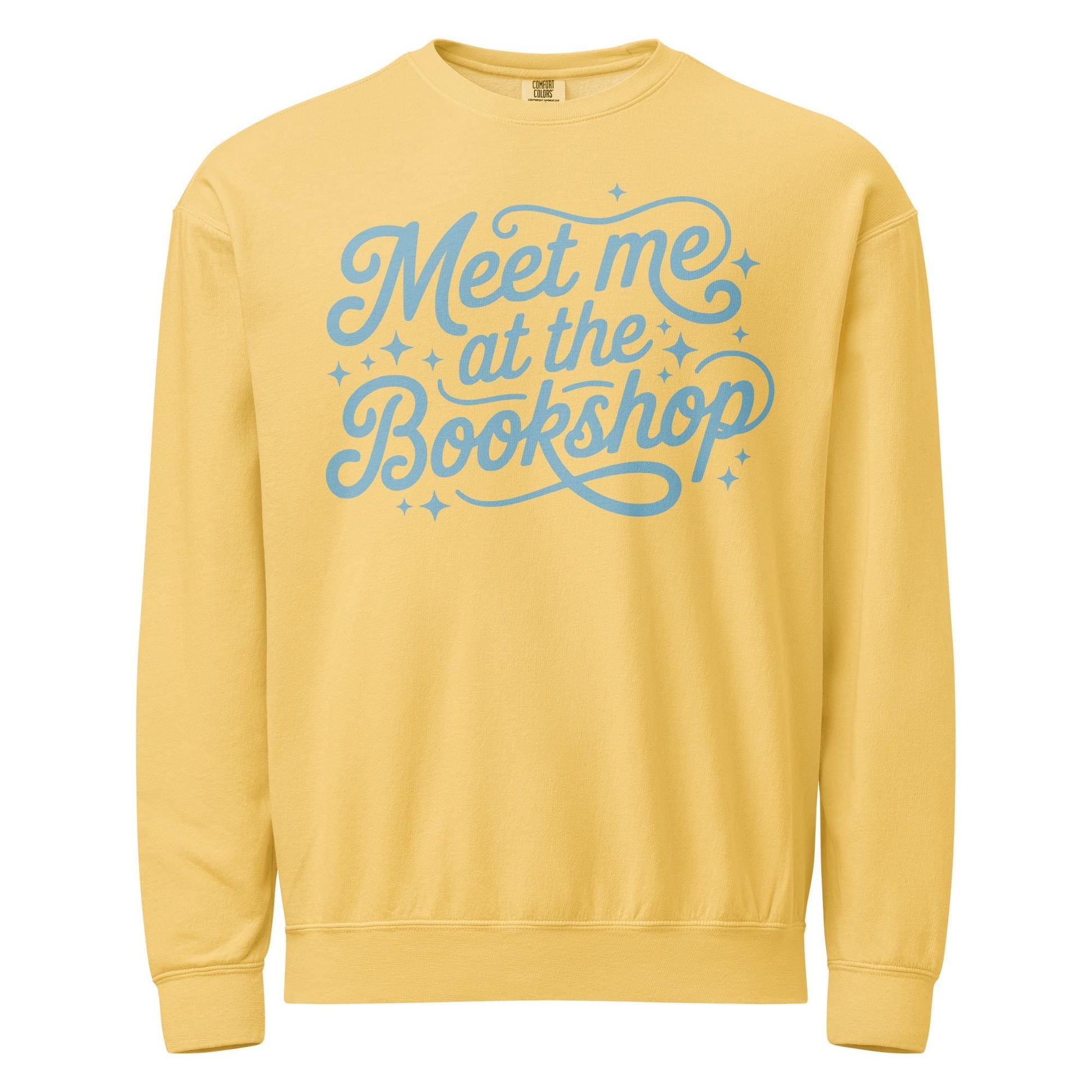 Meet Me at the Bookshop Unisex garment-dyed fleece crewneck sweatshirt