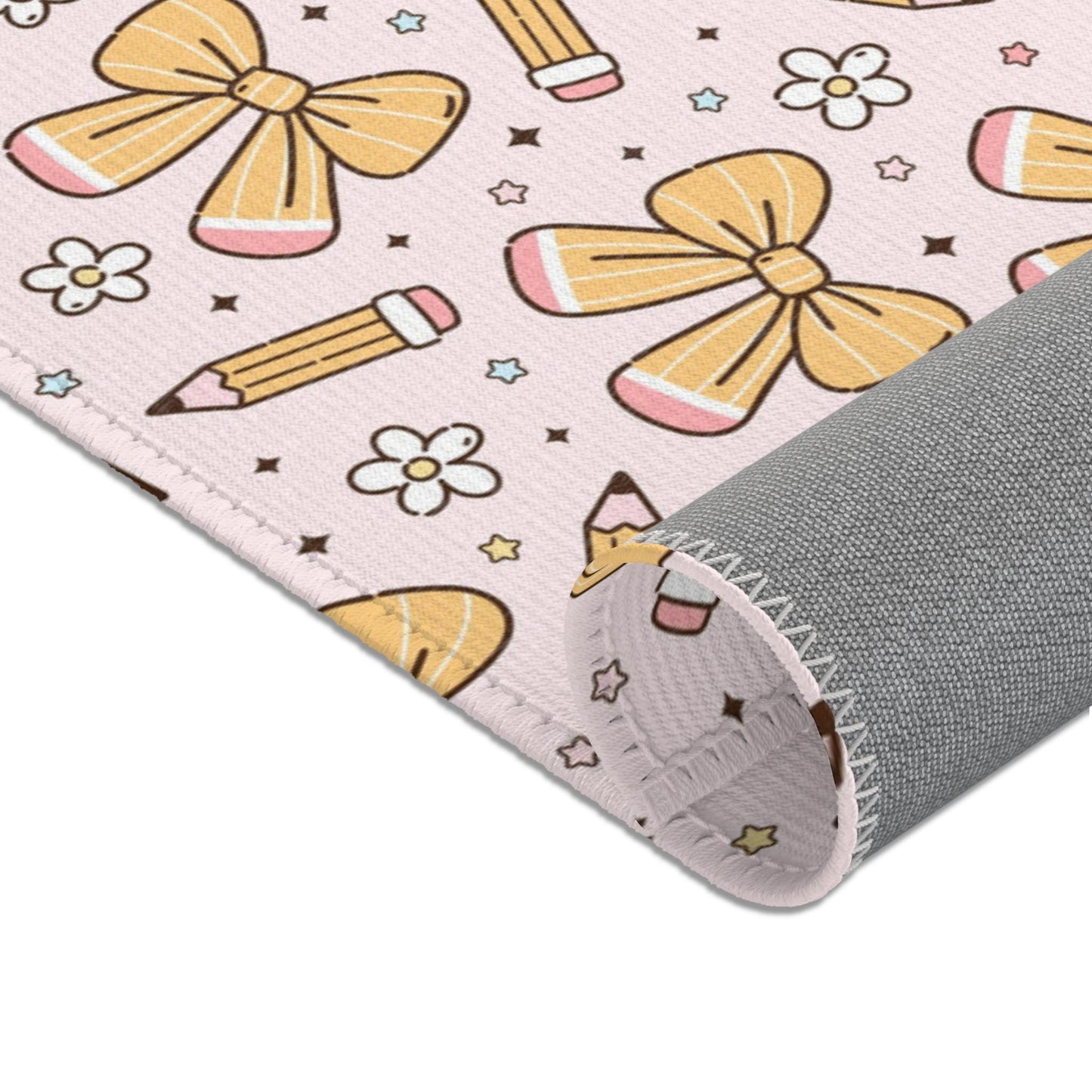 Cute Bows and Pencils Classroom Area Rug | Teacher Rug and Classroom Decor
