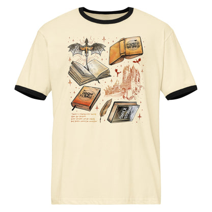 Fourth Wing Ringer T-Shirt | Fourth Wing Merch Fantasy Book Lover Tee | Fly or Die Books Gift for Readers
