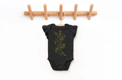 Eowyn I am No Man Ruffled Onesie©: Nerdy Baby Bodysuit Baby Shower Gift, LOTR Baby