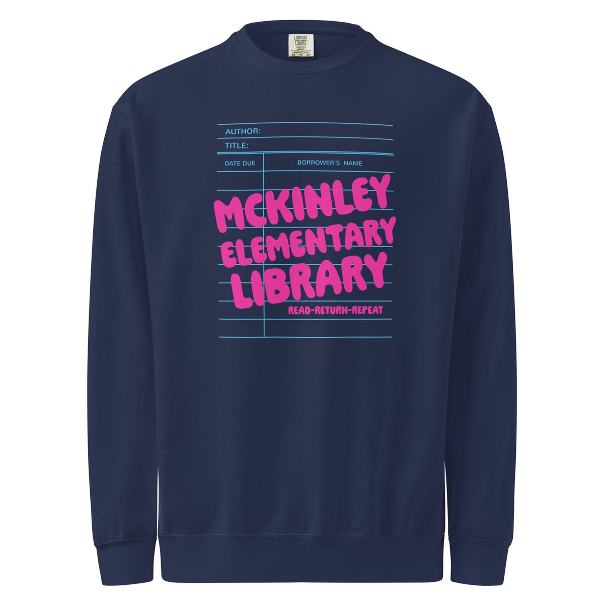 Custom Library Card Heavyweight Crewneck Sweatshirt, Personalized School Library Design