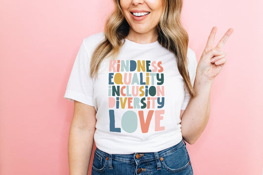 Kindness Equality Inclusion Block Letters  Design | Back To School | SPED Teacher | Gift for Teacher