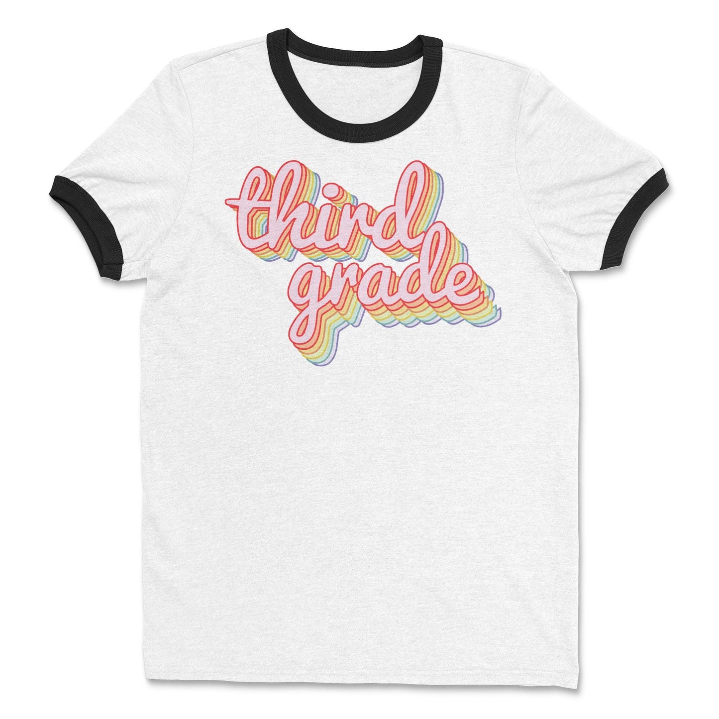 Retro Rainbow Teacher T-Shirt: Vintage First Grade Style