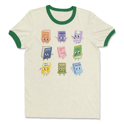 Book Genres Ringer Short Sleeve T-shirt