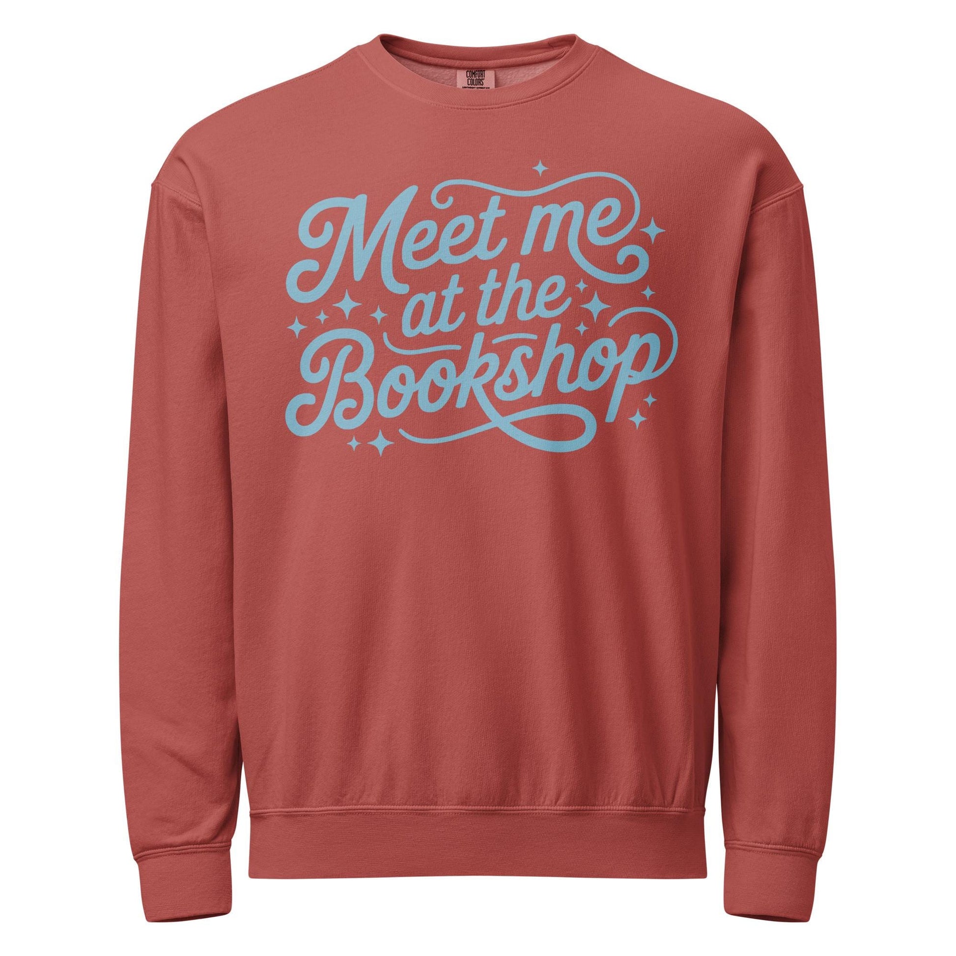 Meet Me at the Bookshop Unisex garment-dyed fleece crewneck sweatshirt