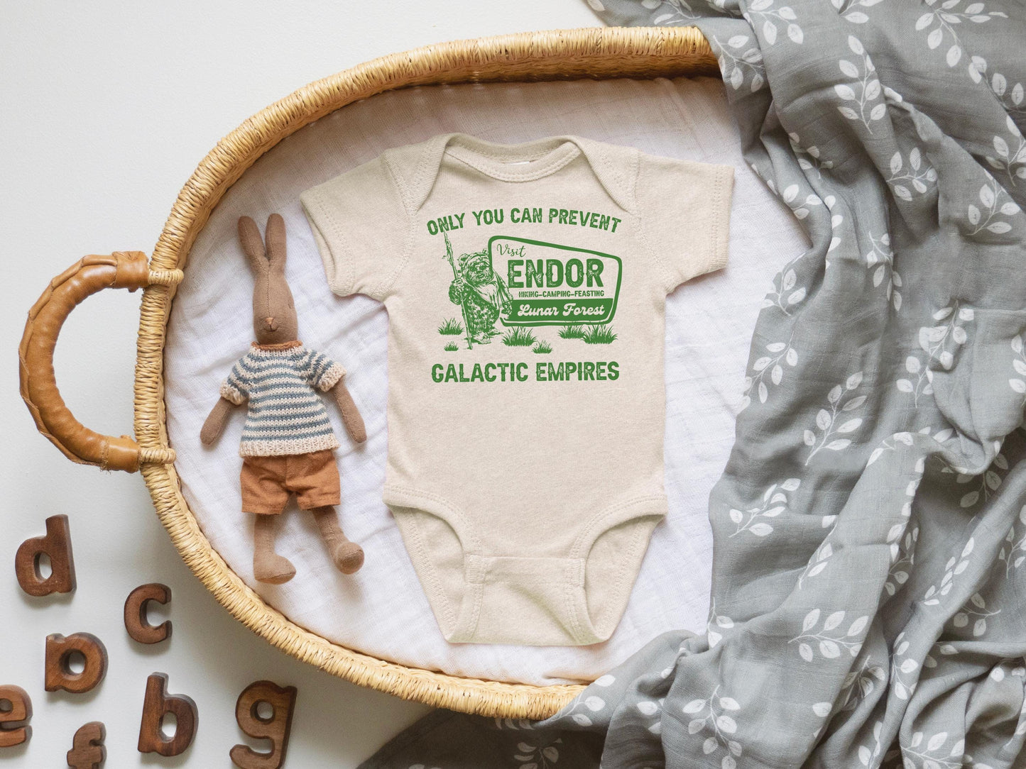 Custom Star Wars© Galactic Baby Shower Gift Box: Death Star & Endor Bodysuits, Socks, and Book Set | Perfect Baby Gift Basket Nerdy