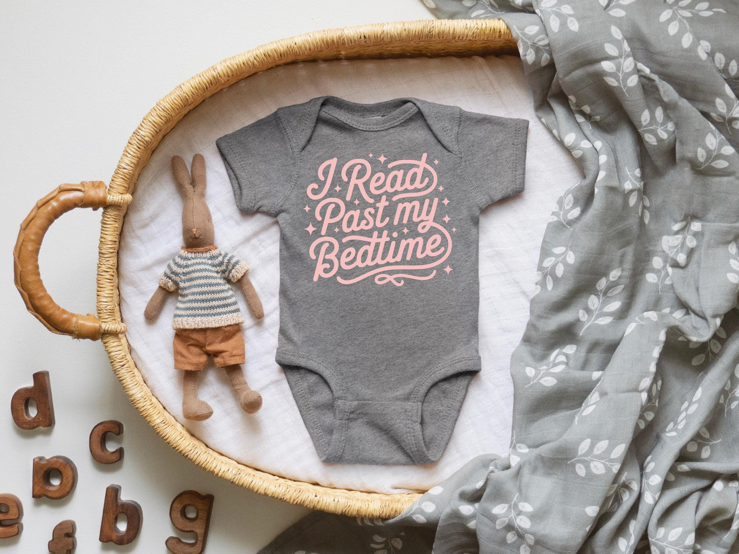 I Read Past My Bedtime Onesie Pink | Literary Baby Shower Gift