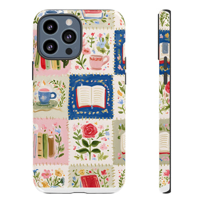 Quilted Books and Tea Bookshelf Pattern phone case | Tough Cases