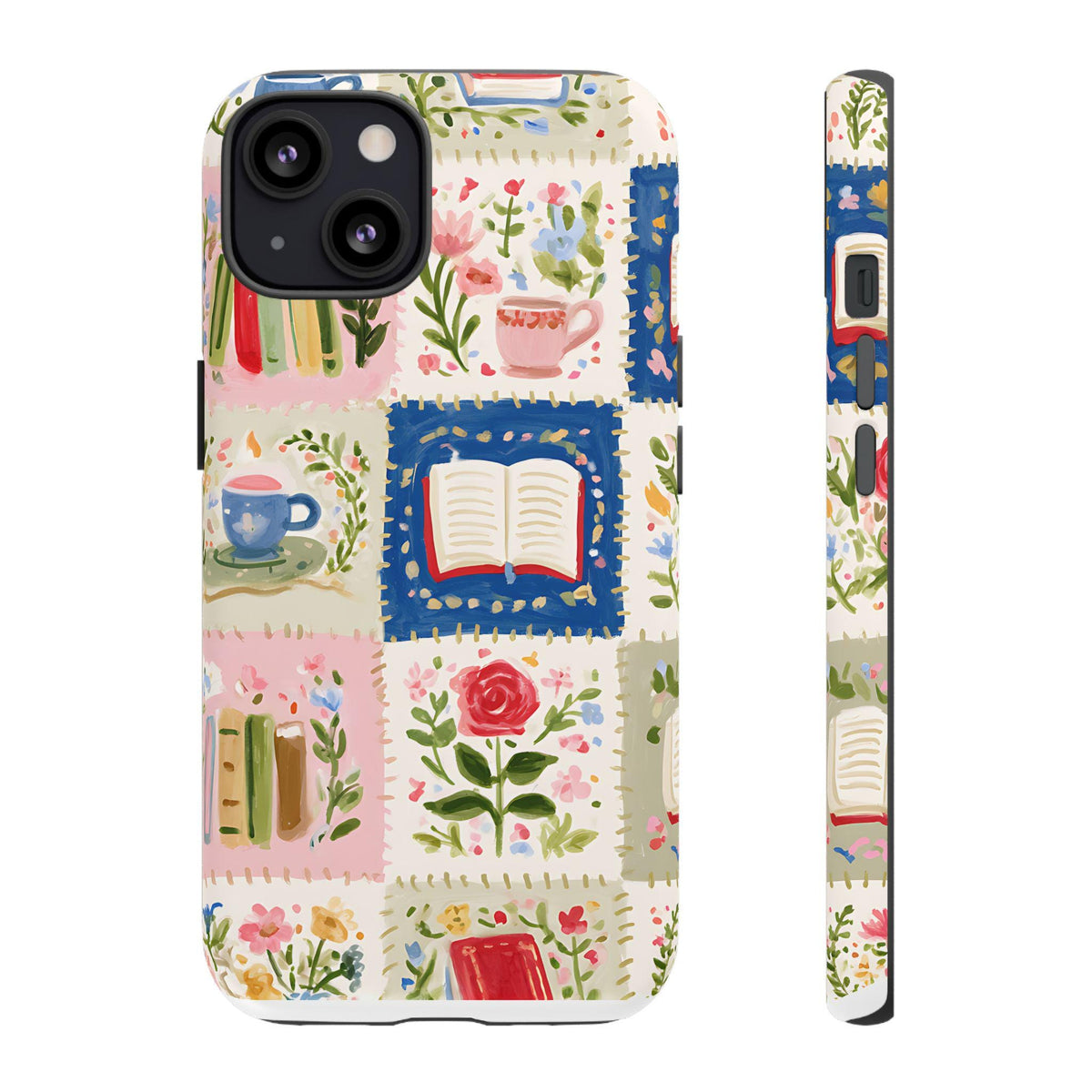 Quilted Books and Tea Bookshelf Pattern phone case | Tough Cases