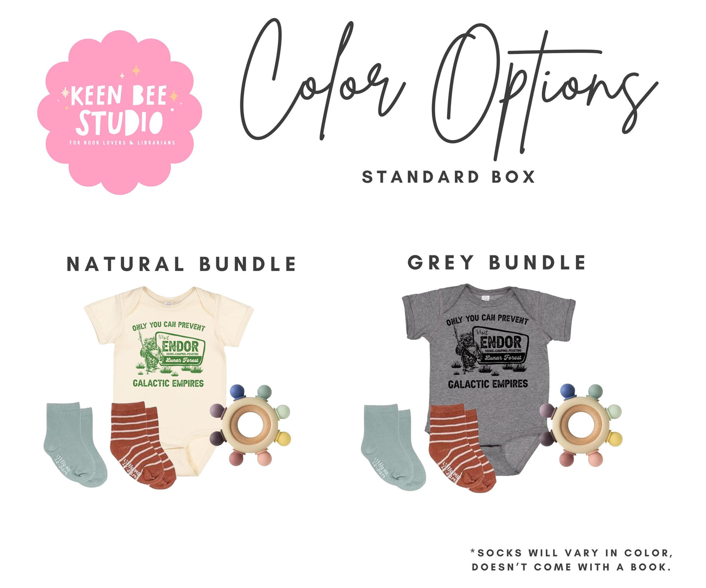 Star Wars© Nerdy Baby Shower Gift Box: Death Star & Endor Bodysuits, Socks, and Book Set