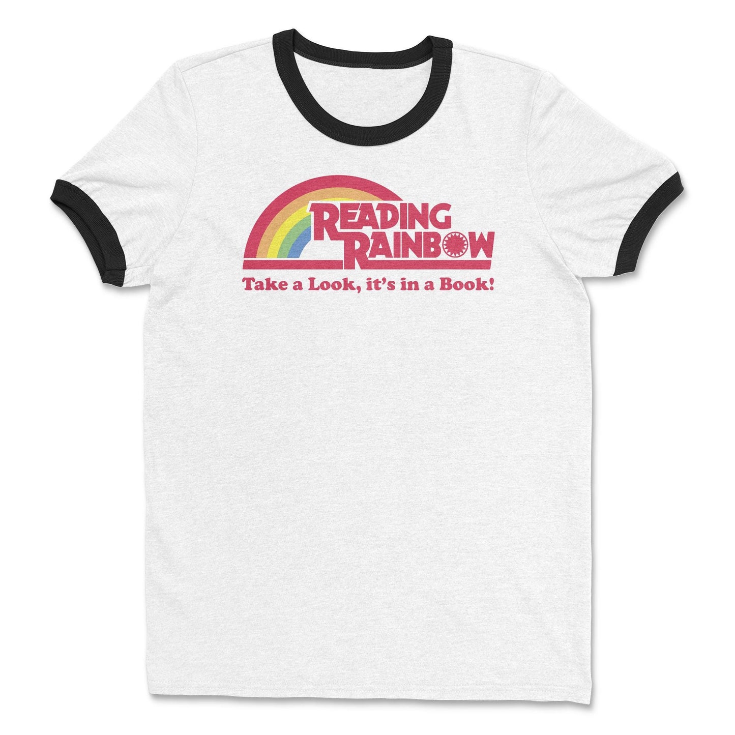 Vintage Reading Rainbow Take a Look It's In a Book Ringer T-Shirt: 80s Nostalgia Gift