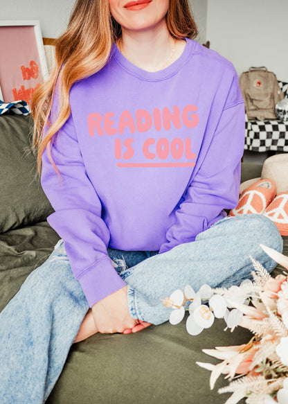 Reading is Cool Unisex Sweatshirt: Relaxed Fit, Vintage-Washed - Soft Garment-Dyed