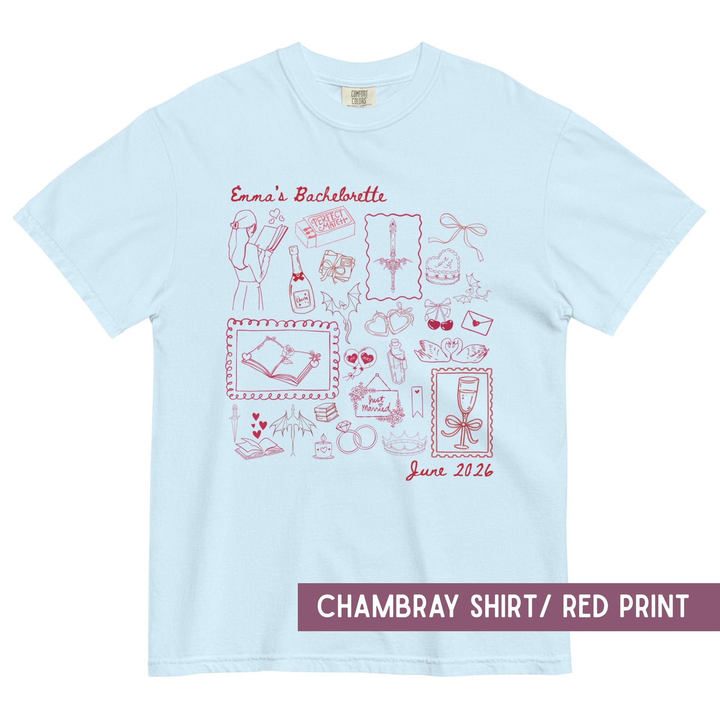 Bachelorette Party Shirt - Romance Book Lover Unisex Heavyweight Tee With Soft Cotton