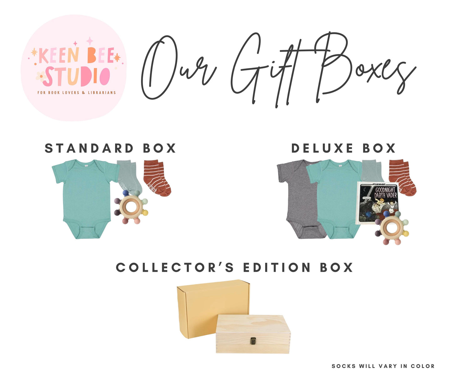 Star Wars© Nerdy Baby Shower Gift Box: Death Star & Endor Bodysuits, Socks, and Book Set