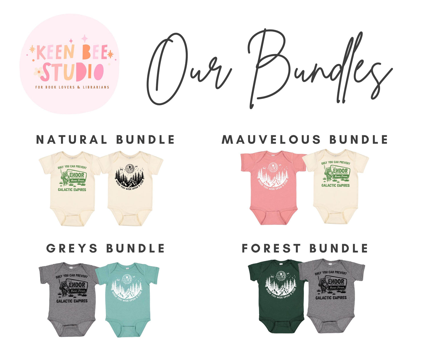 Galactic Baby Shower Bundle: Starwars Death Star & Endor Bodysuits, Socks, and Book Set | Perfect Gift for Nerdy Parents-to-Be