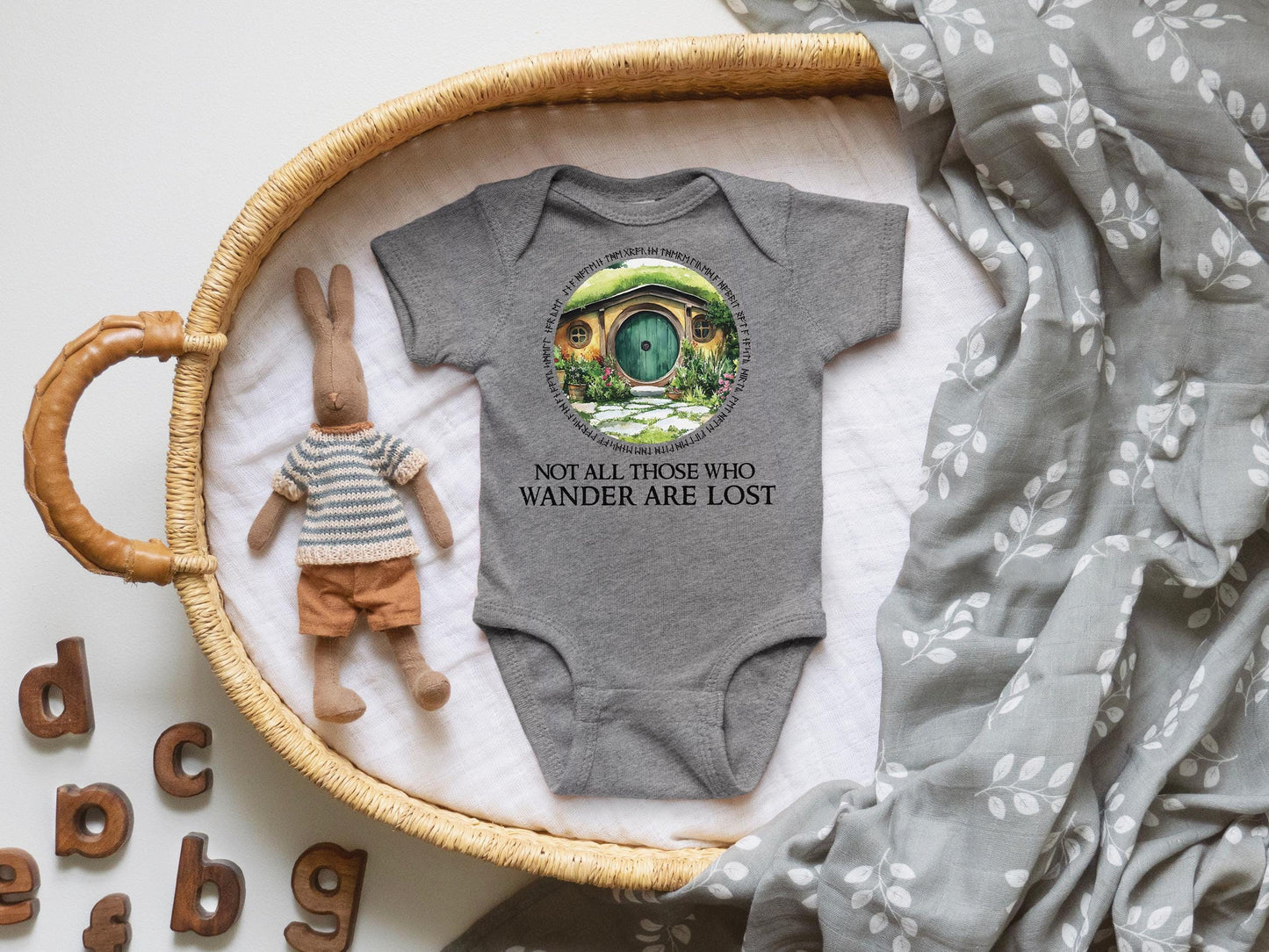 not all those who wander are lost onesie lotr bodysuit Hobbit Lord of the Rings Baby Shower Gift