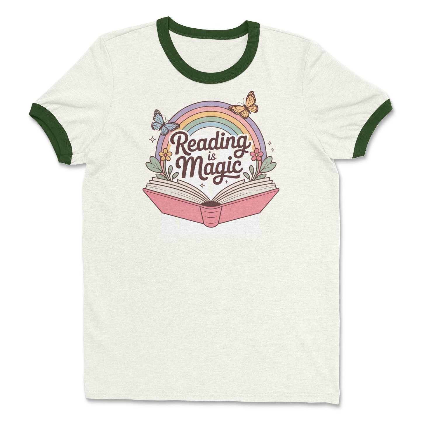 Reading is Magic Retro Rainbow Ringer T-Shirt