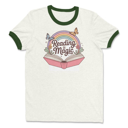 Reading is Magic Retro Rainbow Ringer T-Shirt