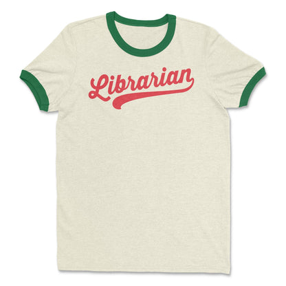 Vintage Swoosh Librarian and Reading Tshirt | Cotton Ringer Tshirt | Back to School