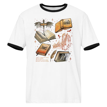 Fourth Wing Ringer T-Shirt | Fourth Wing Merch Fantasy Book Lover Tee | Fly or Die Books Gift for Readers