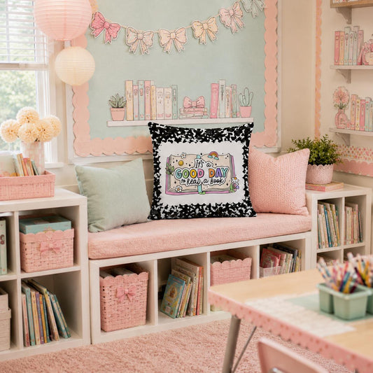 It’s a Good Day to Read a Book Pillow | Composition Notebook Reading Pillow, Librarian Decor, Teacher Gift, Cozy Reading Nook