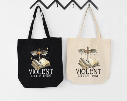 Fourth Wing Canvas Tote Bag | Fourth Wing Merch Fly or Die Violent Little Thing Librarian And Reading Book Bag Gift for Reader Bookish Merch