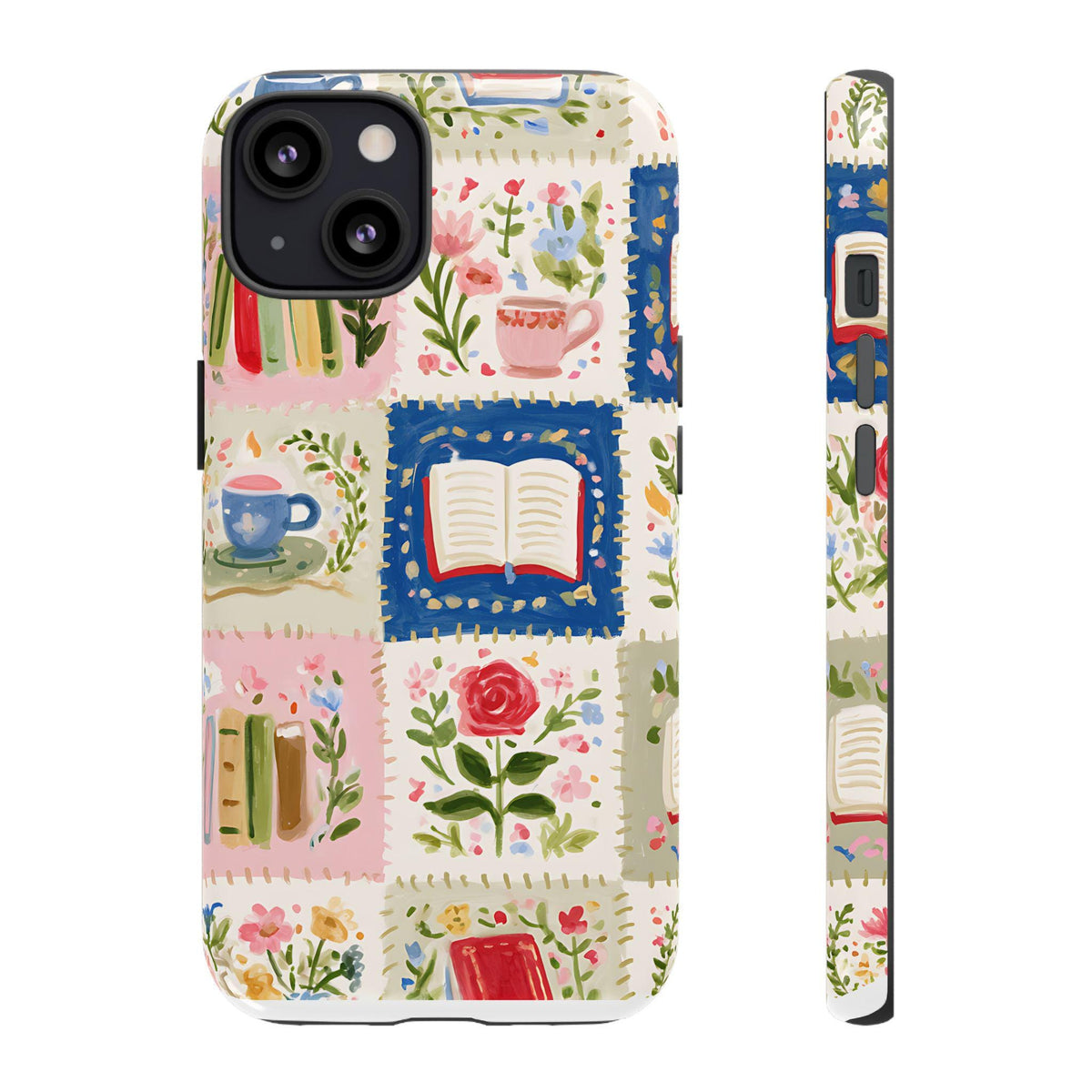 Quilted Books and Tea Bookshelf Pattern phone case | Tough Cases