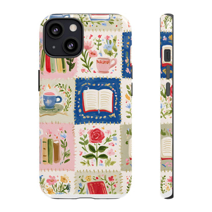 Quilted Books and Tea Bookshelf Pattern phone case | Tough Cases