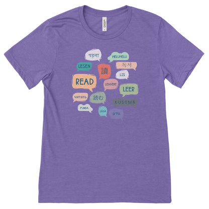 Purple Read Languages Librarian T-shirt